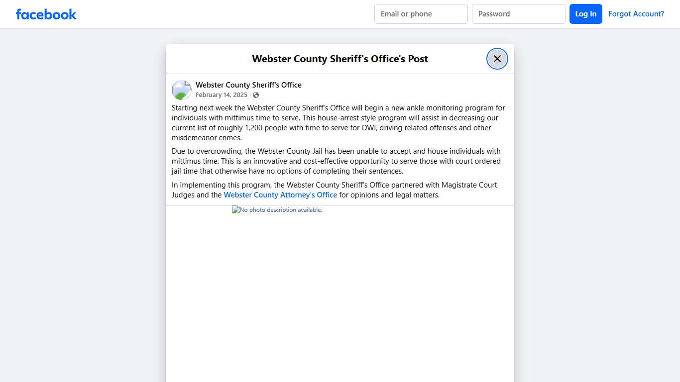 Starting next week the... - Webster County Sheriff's Office Facebook